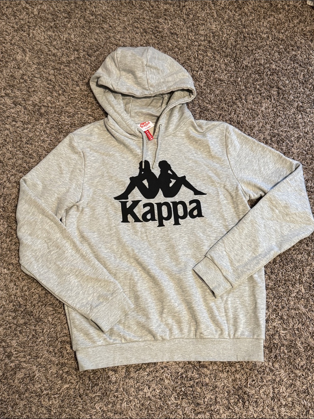 Kappa Men's Light Gray Crewneck Hoodie with Black Logo